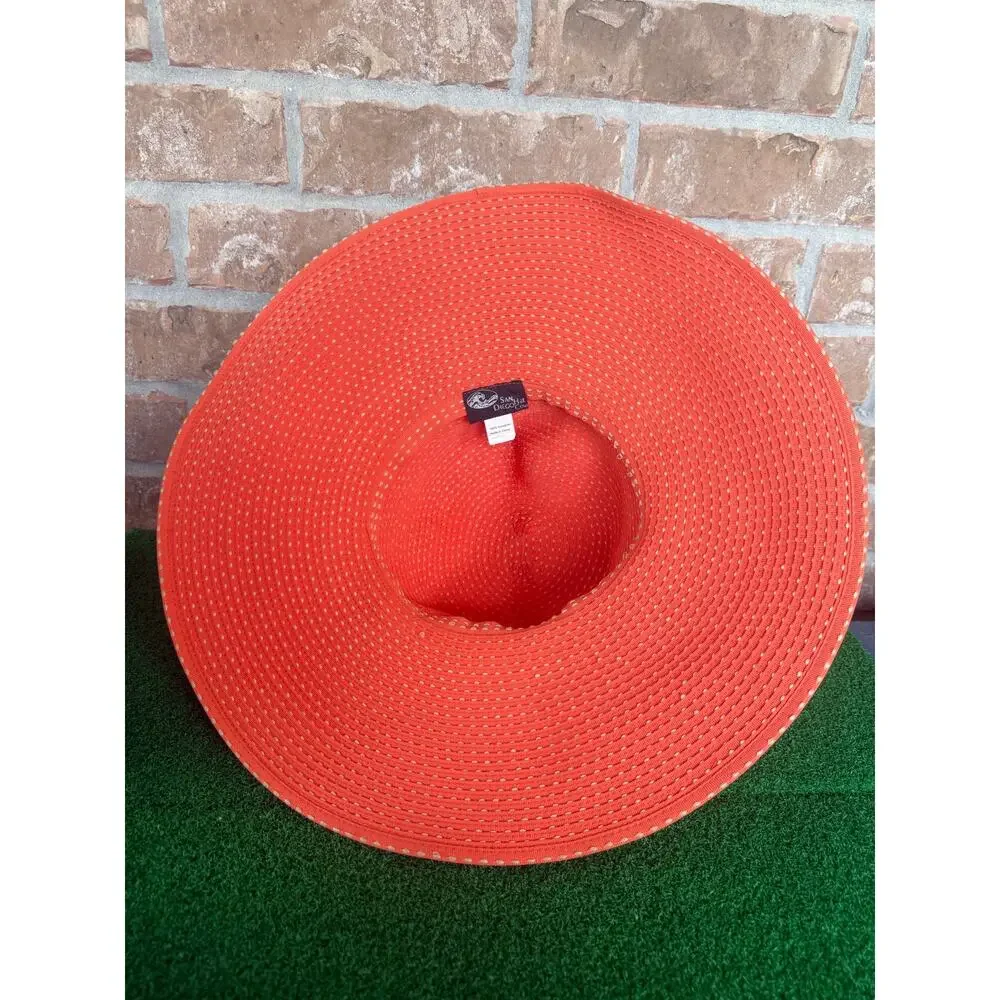 San Diego Hat Co Orange Sun Hat Wide Brim Packable Braided Travel Beach Cap